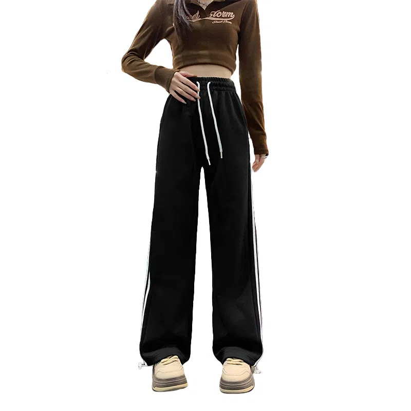 莫代尔 美式宽松垂感束脚三杠厚款休闲裤 女款