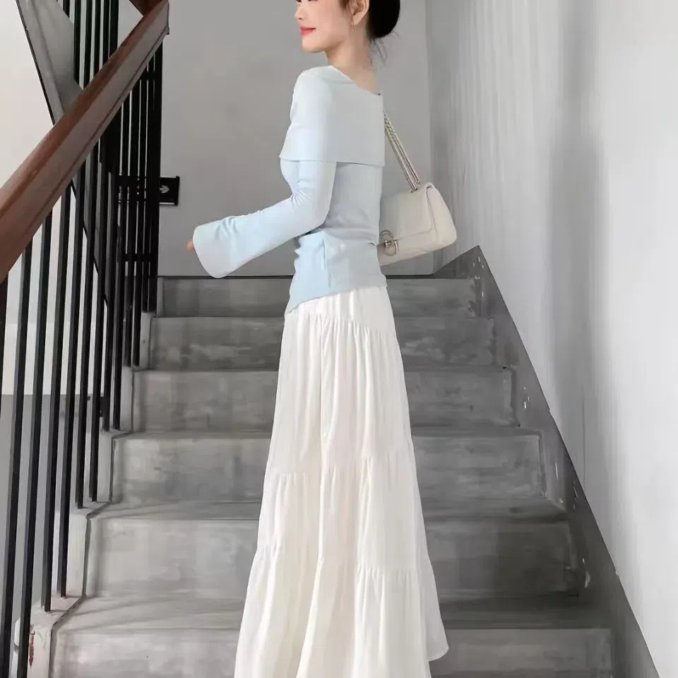 木清清 法式简约气质长袖时尚裙装套装 女款