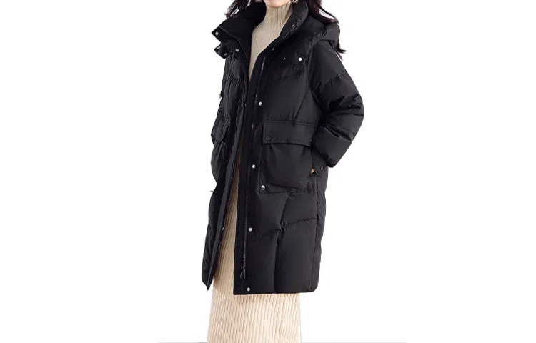 鸭鸭 连帽大口袋韩版休闲连帽羽绒服 女款