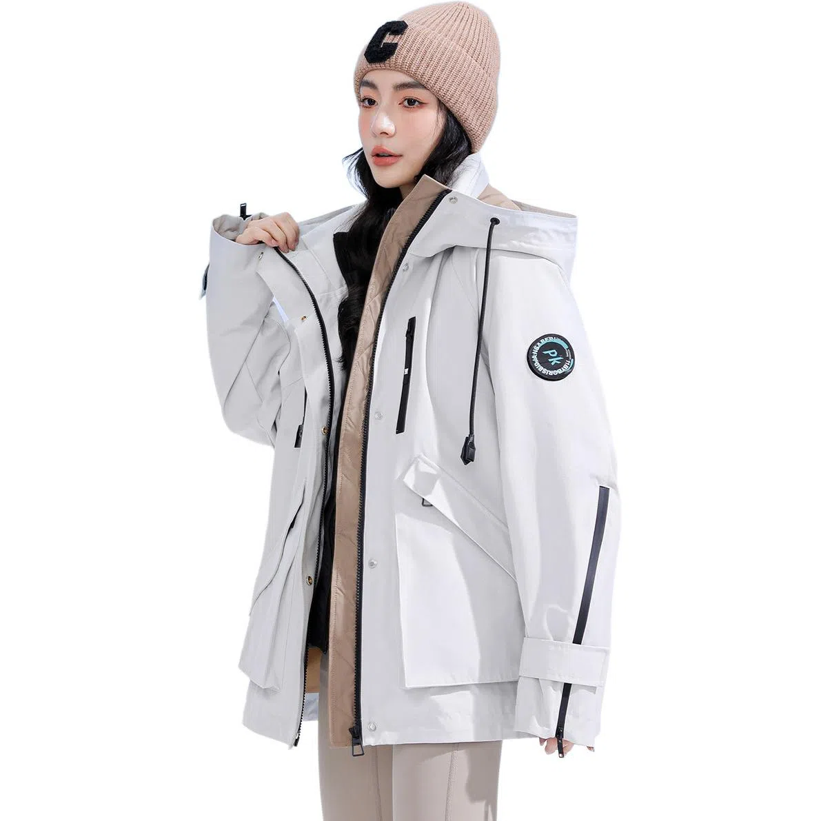 鸭鸭 三合一保暖户冲锋衣外防寒羽绒服 女款