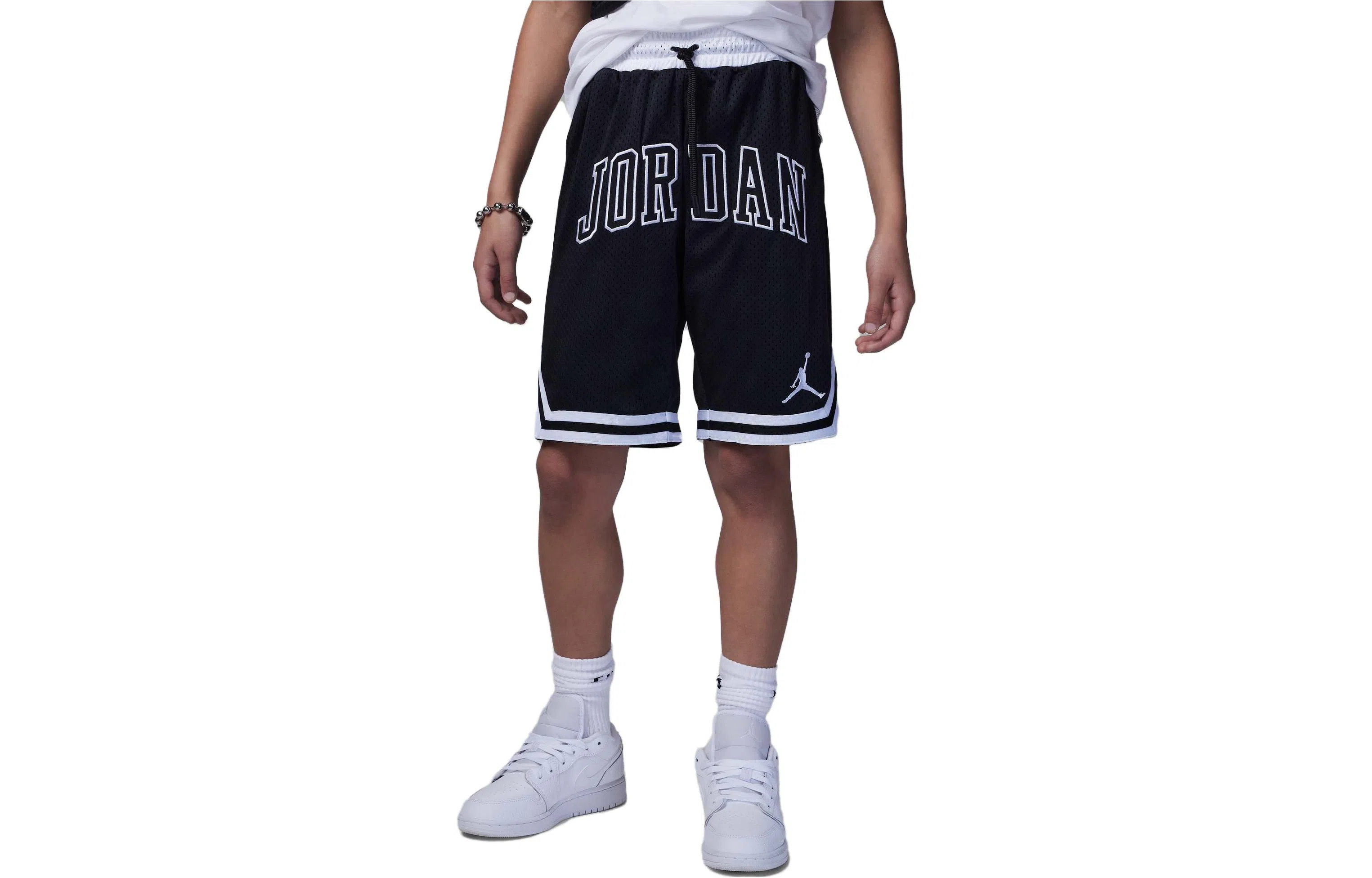 Jordan Kids Logo Print Striped Shorts Black