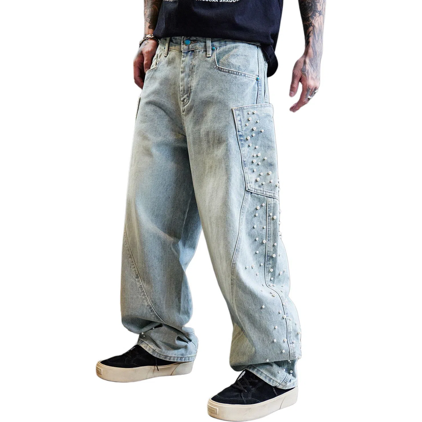 PANDA ADEVIL Devil Wide-Leg Jeans Blue