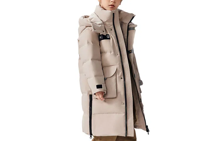 鸭鸭 童装 拼接撞色加厚长袖连帽羽绒服 儿童款