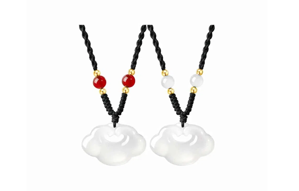 百利金 祥云平安锁 玉见如意吉祥顺遂国潮复古新中式精致轻奢气质百搭小众设计转运珠吊坠锁骨链 玉髓 项链 男女同款情侣款