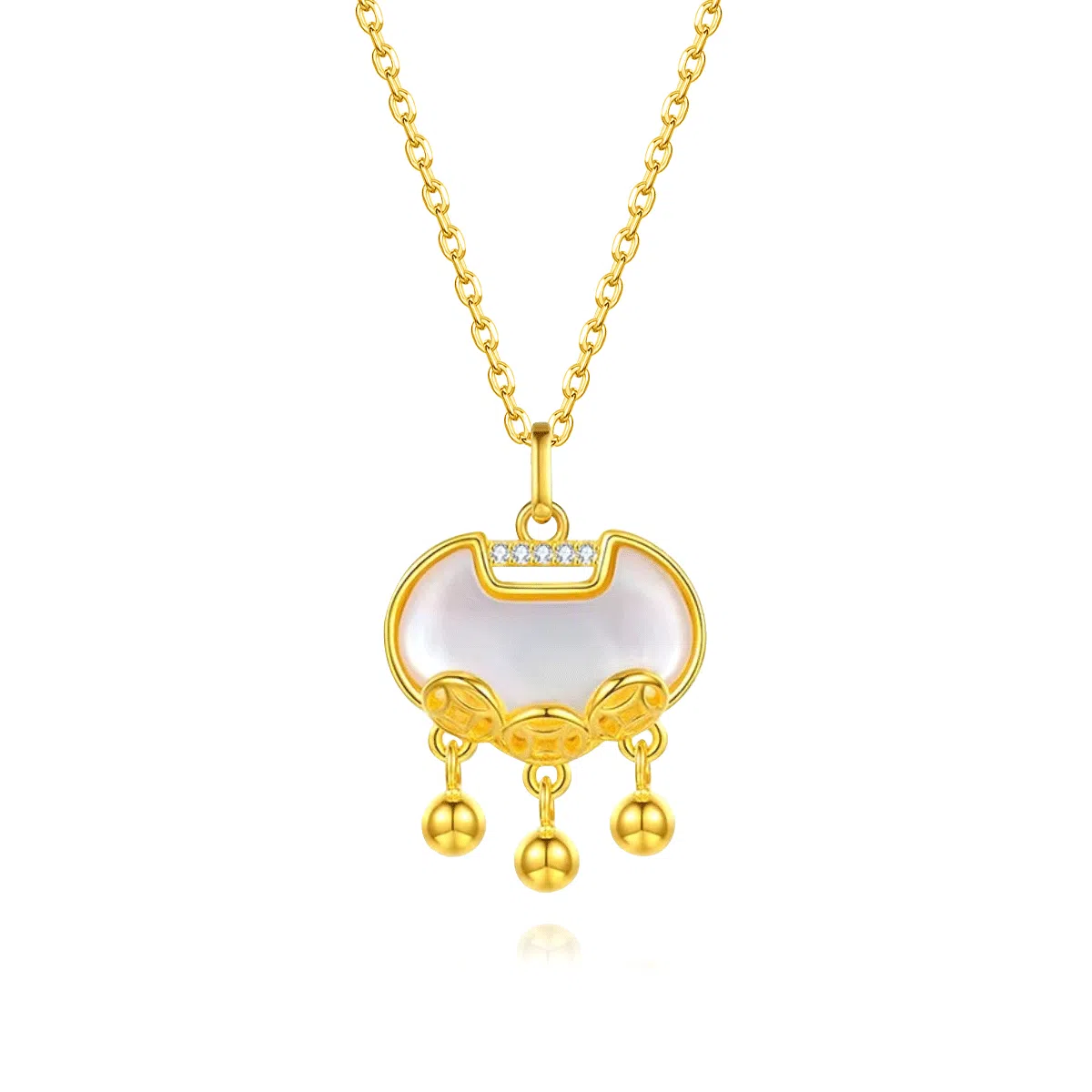 【S925银】 七好美银 钱币平安锁吉祥新中式国风优雅轻奢小众设计招财转运极简百搭高贵气质时尚专属#好运 首饰贝母 项链 男女同款情侣款