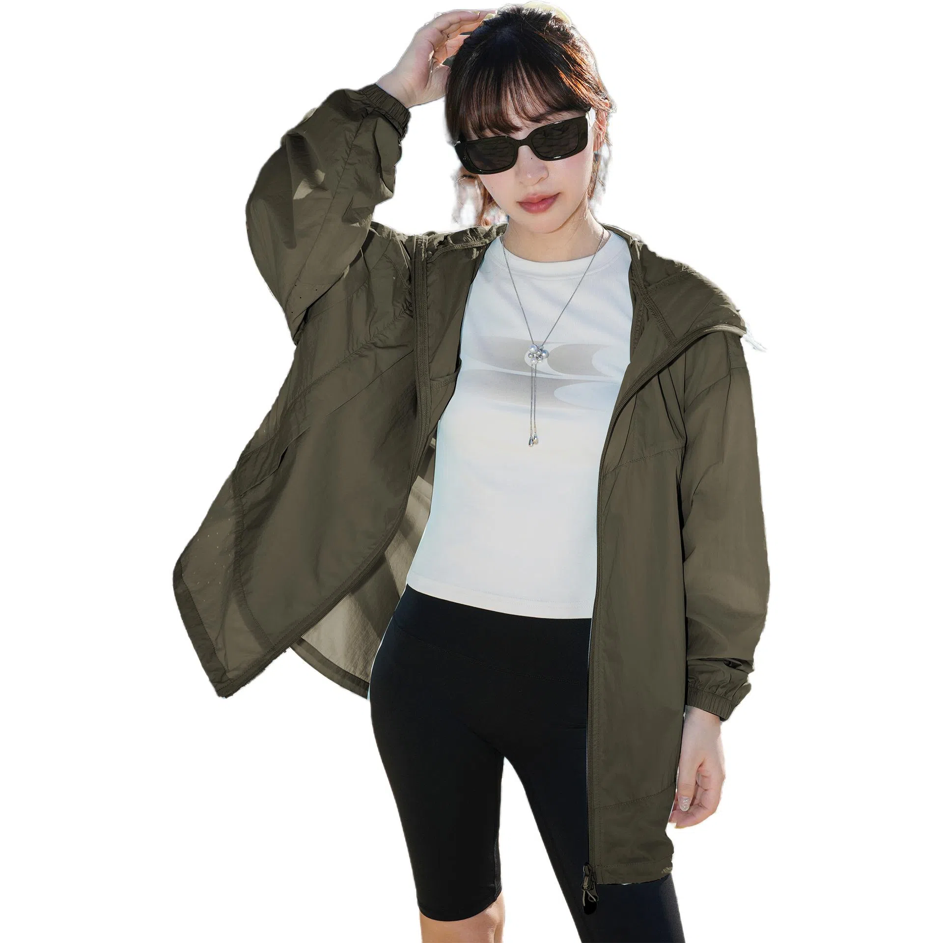 黑恐龙 户外冰丝钓鱼服运动休闲百搭宽松柔软亲肤时尚连帽 透气速干防晒服 男女同款