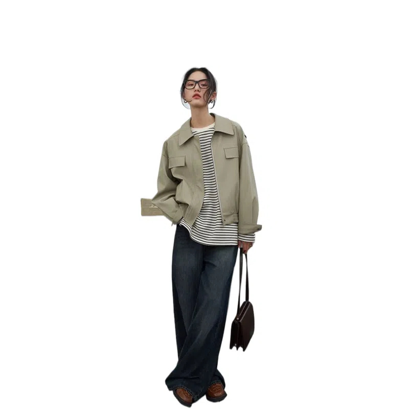 玉儿恋 落肩宽松百搭皮衣 女款