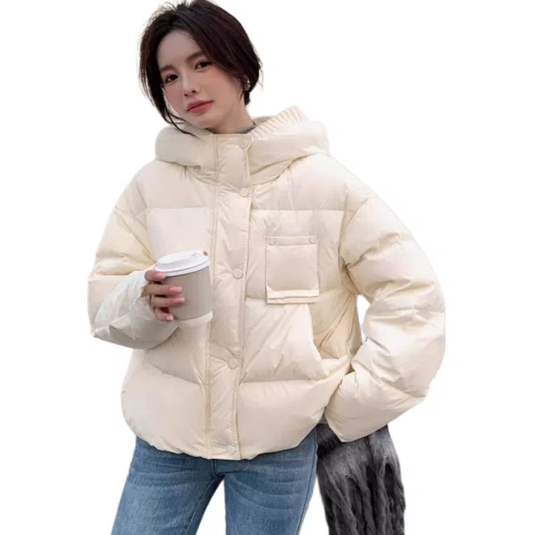 鸭鸭 短款加厚连帽羽绒服 女款
