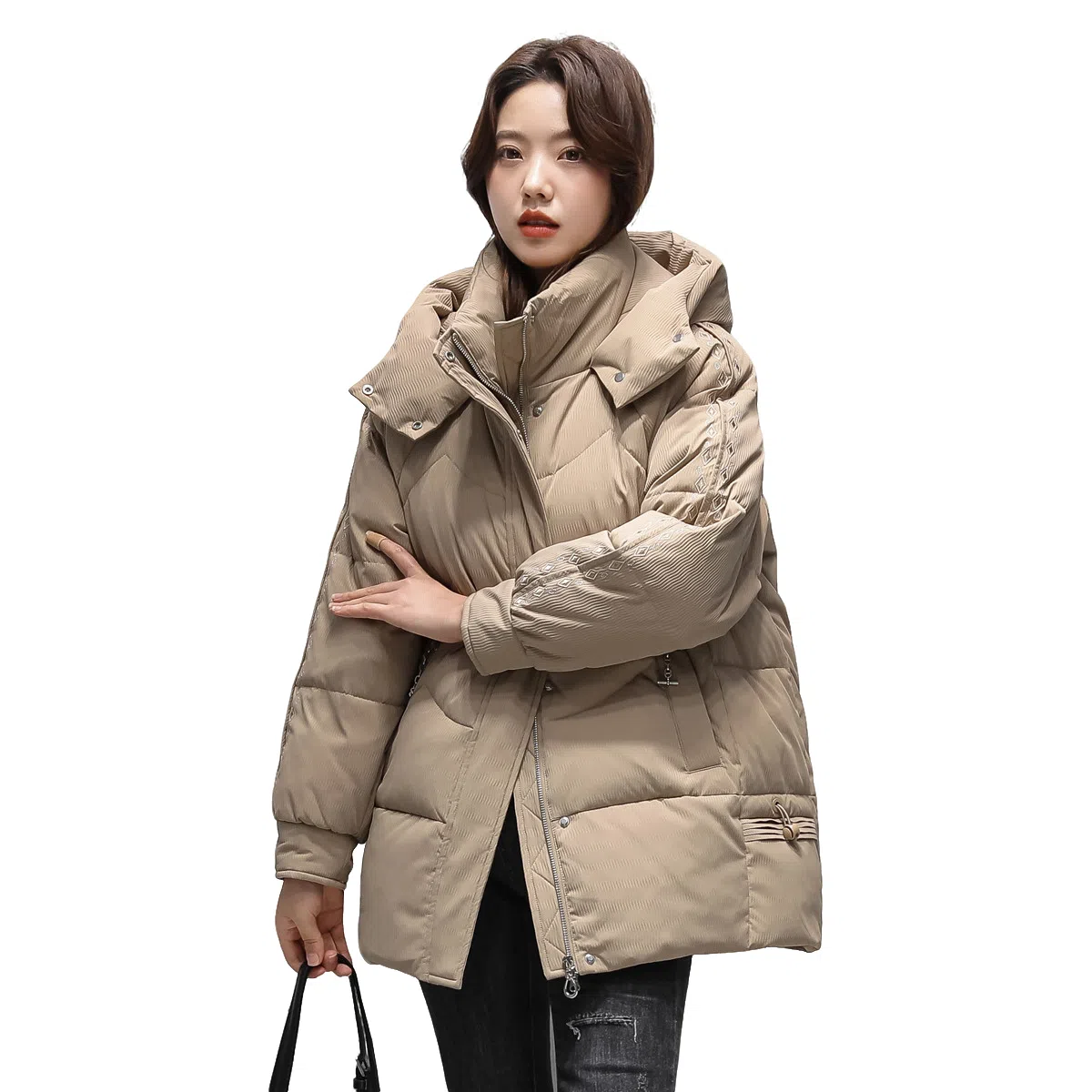 鸭鸭 经典冬季短款保暖时尚休闲羽绒服 女款