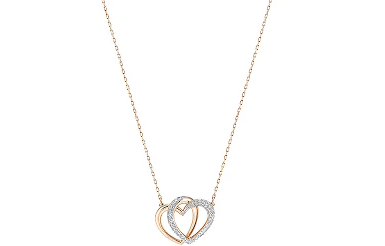 Swarovski Heart to Heart Necklace Rose Gold