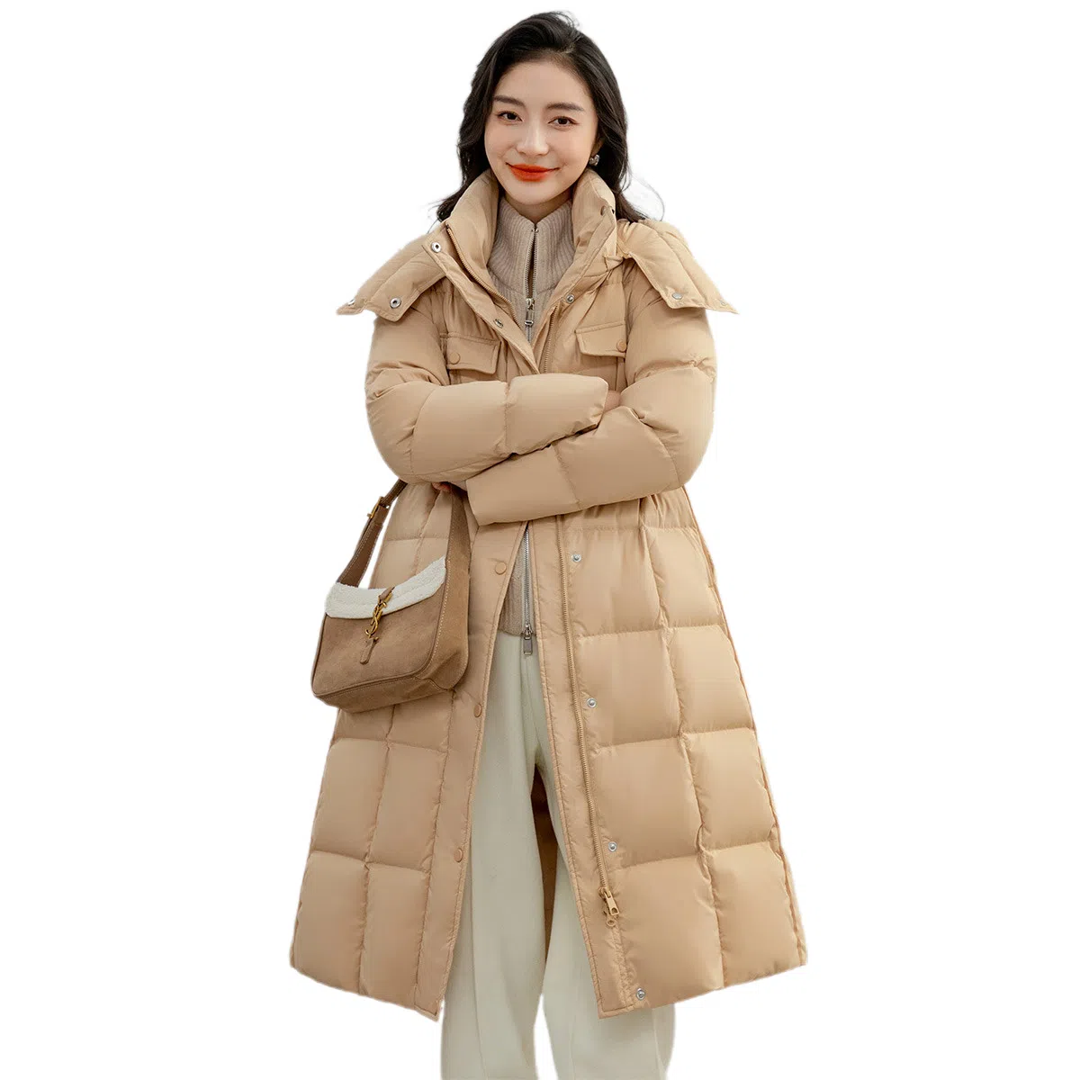 鸭鸭 长款连帽舒适保暖时尚休闲潮流羽绒服 女款