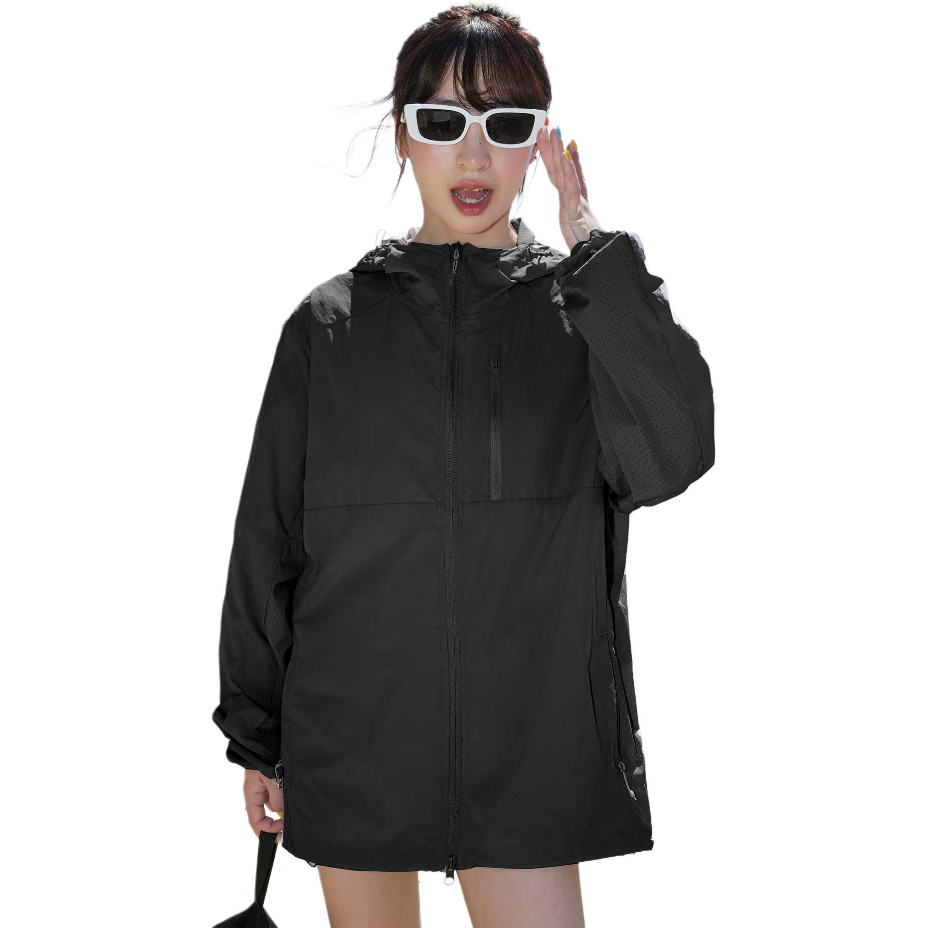 黑恐龙 潮牌夏季百搭休闲宽松舒适柔软亲肤户外运动时尚长袖连帽 透气防晒服 男女同款