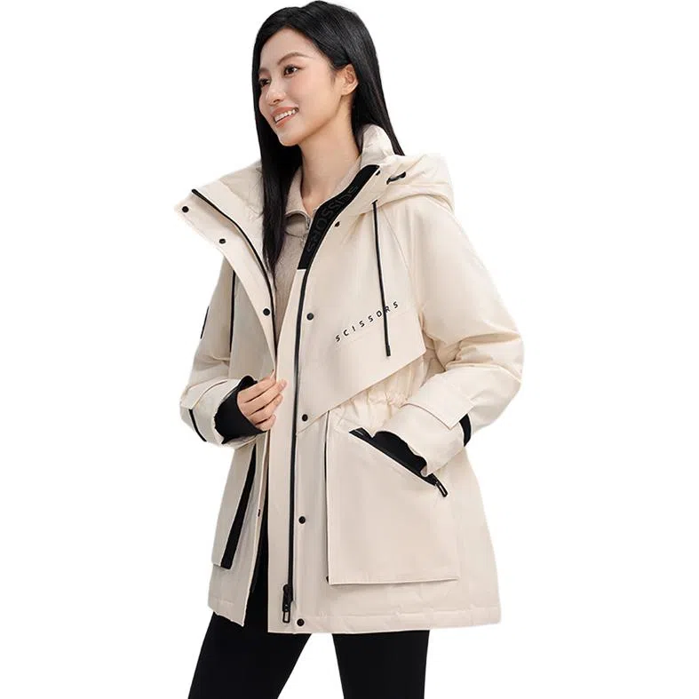 鸭鸭 无性别主义舒适简约短款立领连帽宽松保暖长袖羽绒服 男女同款