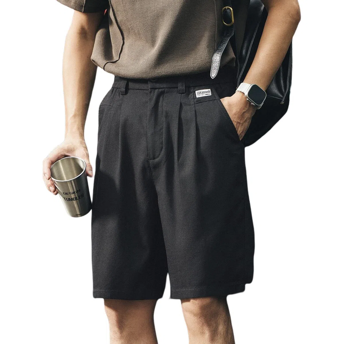 格蓝鹿 高街宽松中性穿搭通勤百搭耐磨五分中裤美式潮流小香风帅气个性休闲短裤 男女同款