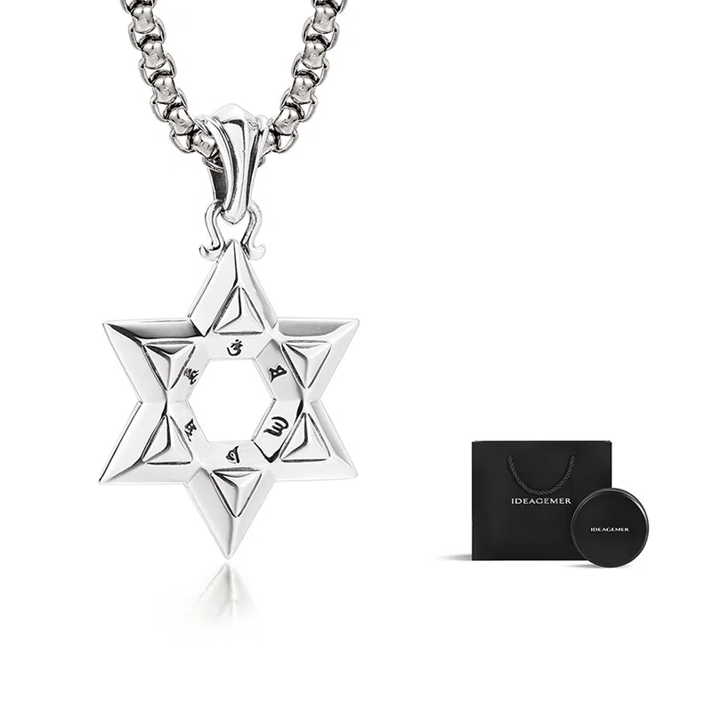 IDEAGEMER Hexagram Pendant Necklace 925 Silver