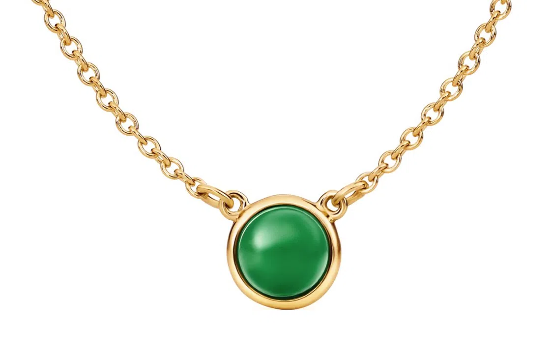 Tiffany & Co. Geometric 18K Gold Jade Necklace