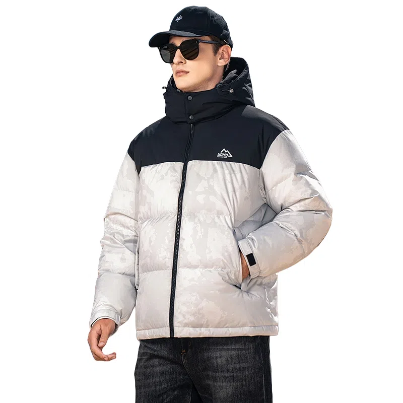 鸭鸭 极寒系列 美式时尚潮流百搭短款可拆卸帽户外运动厚款防风保暖休闲面包羽绒服 男款