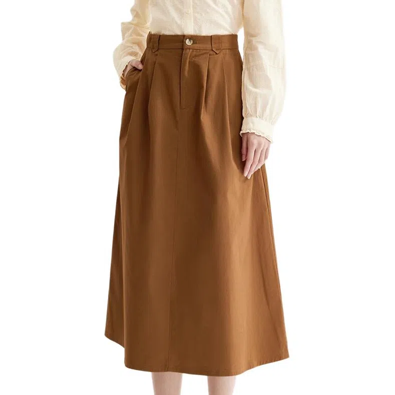 茵曼 纯色宽松简约休闲长裙 女款