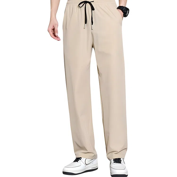 顶峰保罗 冰丝凉感透气宽松直筒长裤无性别主义潮牌薄款垂感阔腿速干运动百搭显瘦休闲裤 男女同款