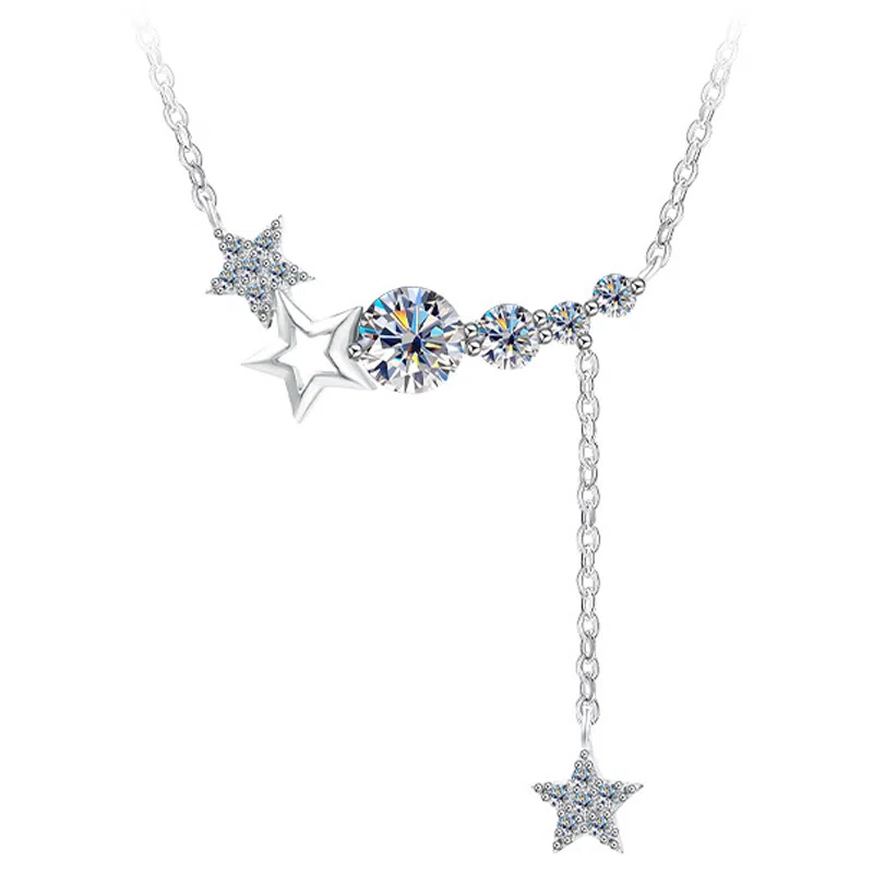 良碧 璀璨星河 复古轻奢碎碎冰星星星球流苏气质梦幻浪漫小众设计高级感 百搭简约学生森系小清新 学院风锁骨链 合金 项链 女款