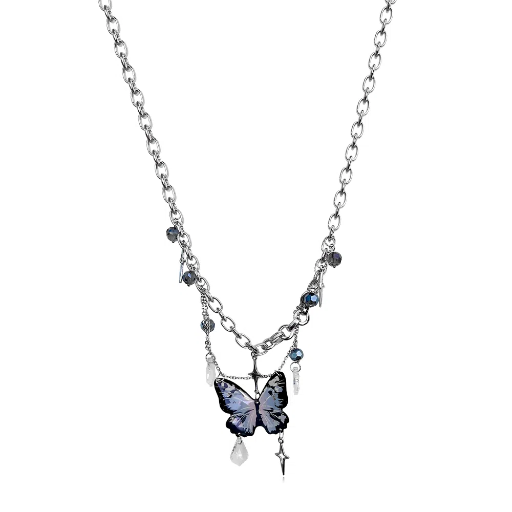 饰伴 紫色四芒星流苏 甜酷小众设计感轻奢高级感 项链 女款