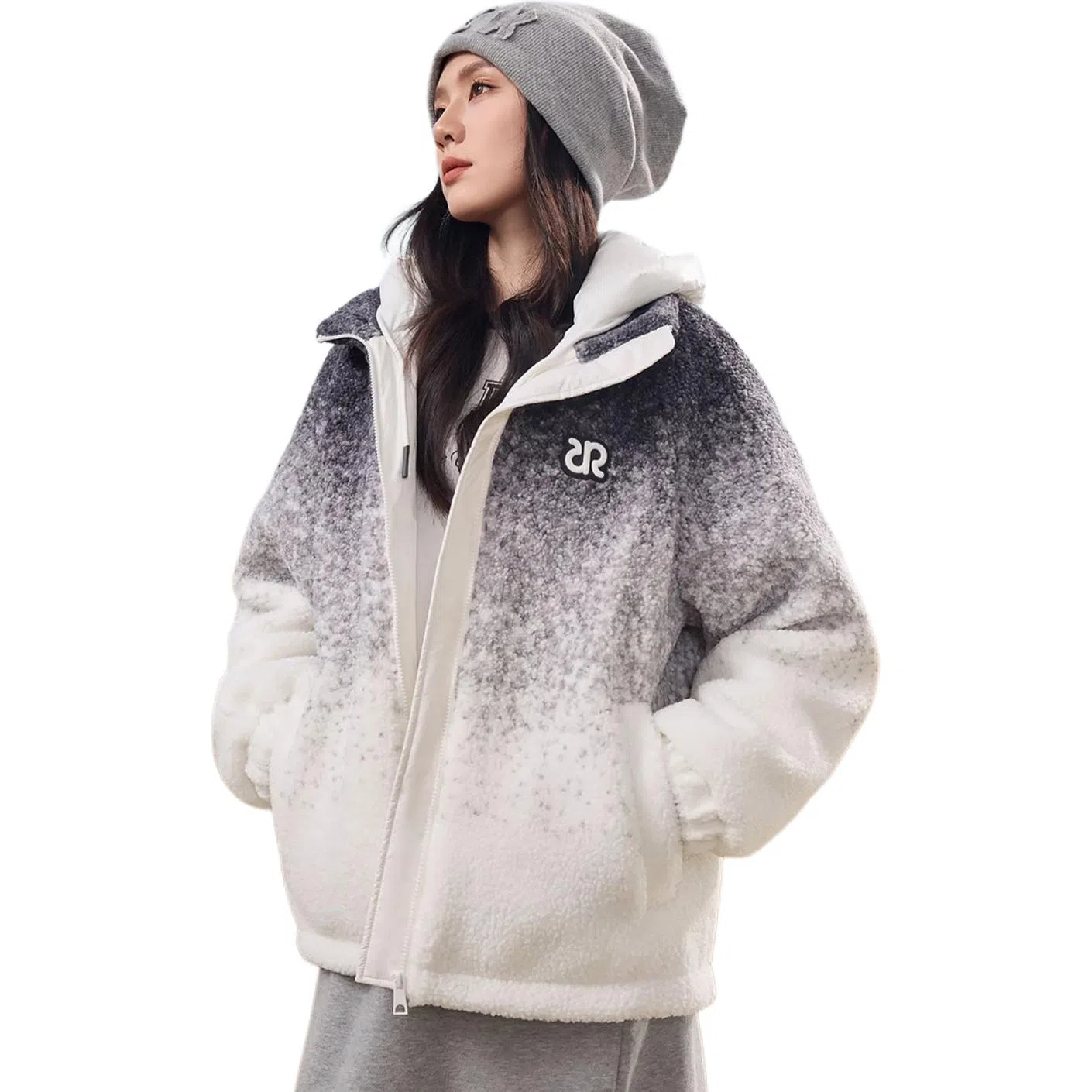 鸭鸭 渐变加厚保暖韩系可爱防风连帽长袖羽绒服 女款