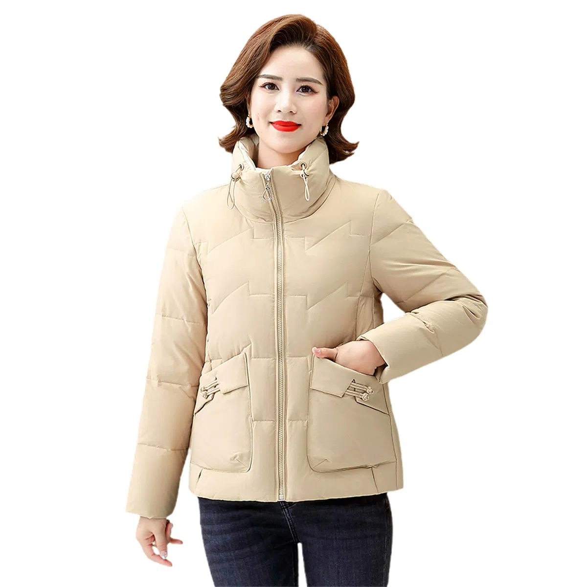 鸭鸭 短款休闲时尚纯色厚款羽绒服 女款
