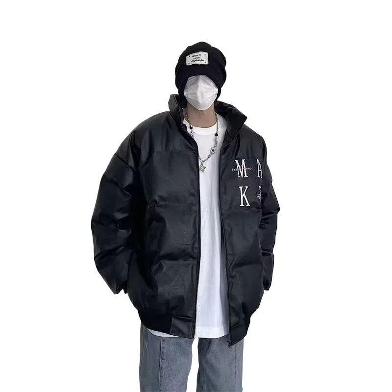 玉儿恋 高街刺绣棉袄加厚外套宽松立领棉服 男款