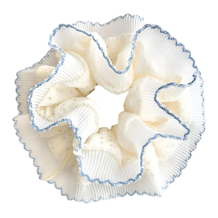 希铃 复古韩系小众设计蕾丝边褶皱花边 棉麻 发圈 女款