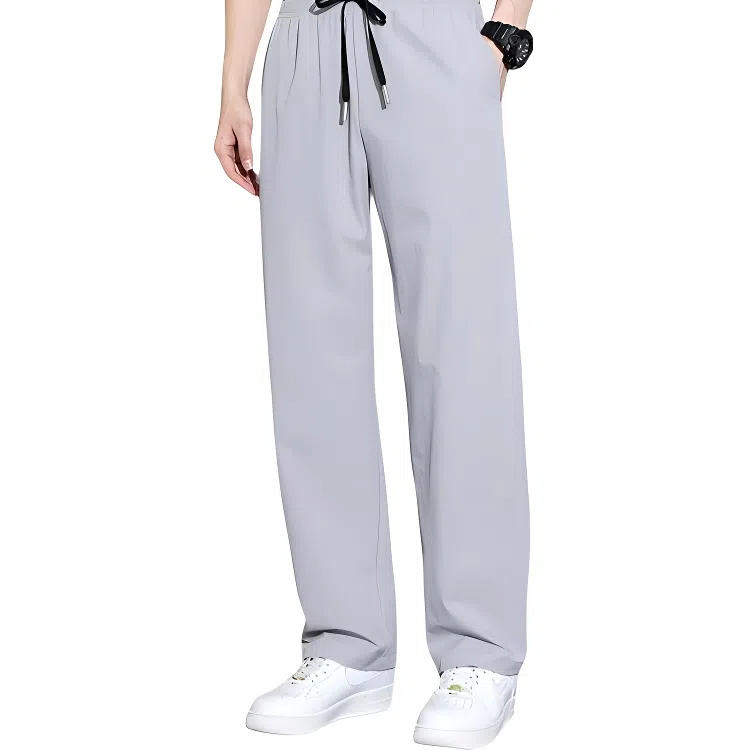 顶峰保罗 冰丝凉感透气宽松直筒长裤无性别主义潮牌薄款垂感阔腿速干运动百搭显瘦休闲裤 男女同款