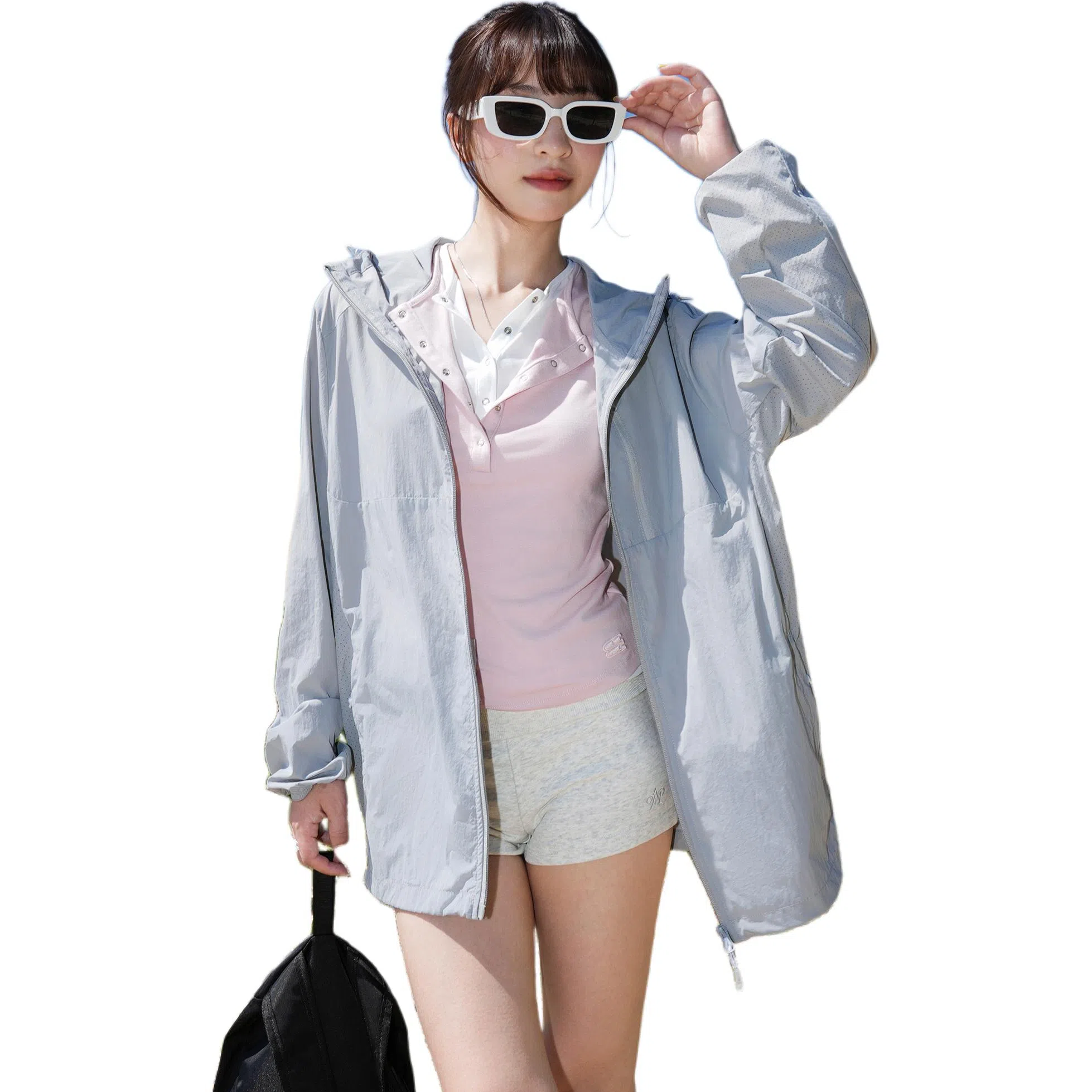 黑恐龙 潮牌夏季百搭休闲宽松舒适柔软亲肤户外运动时尚长袖连帽 透气防晒服 男女同款