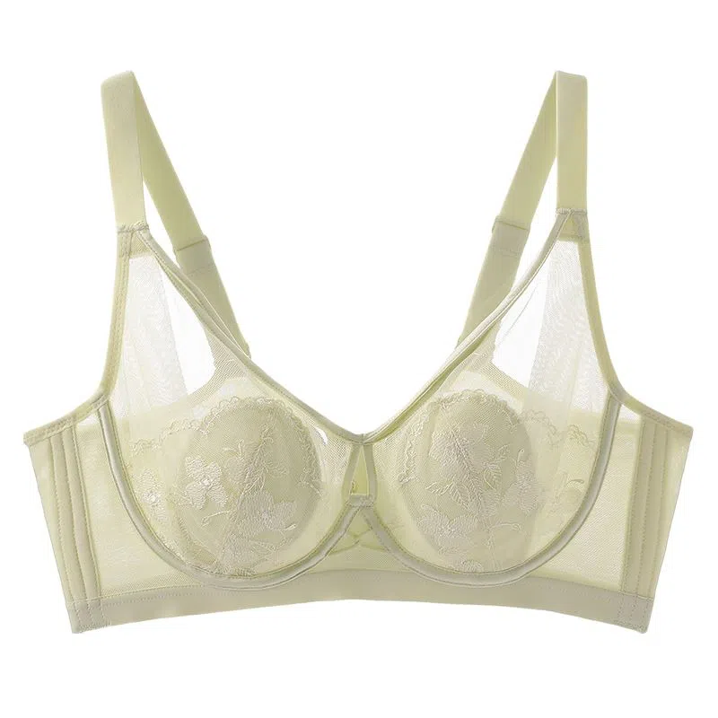欧迪芬 莫尔代亲肤柔软轻薄透气兔耳杯上托聚拢防下垂收副乳调整型蕾丝全覆盖清凉感文胸 女款