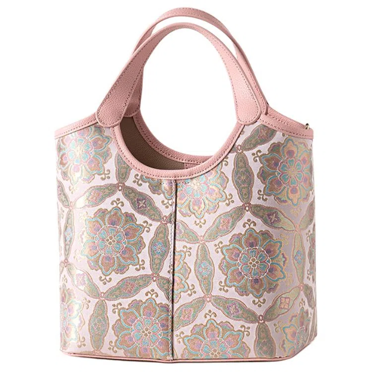 上海故事 新中式国风麒麟牡丹 牛皮 菜篮子手提包 大号 女款 多色