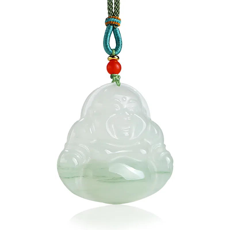 印象眸 玉佛公 新中式古风经典大肚弥勒佛玉吊坠 天山翠 项链 男女同款情侣款