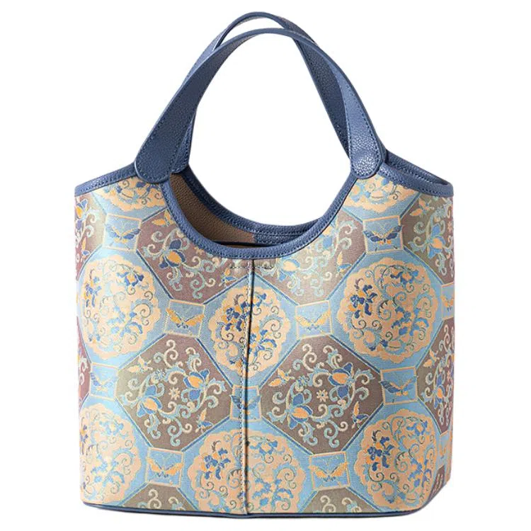 上海故事 新中式国风麒麟牡丹 牛皮 菜篮子手提包 大号 女款 多色