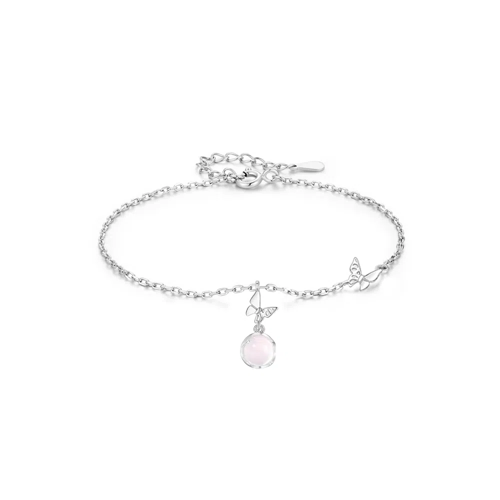 【S999足银|招财招桃花玄学】六桂福珠宝 白月光荔枝冻 财运蝴蝶连理枝清透少女心氛围感新中式气质小众 福韵金 好运 玉髓 玉石项链 女款