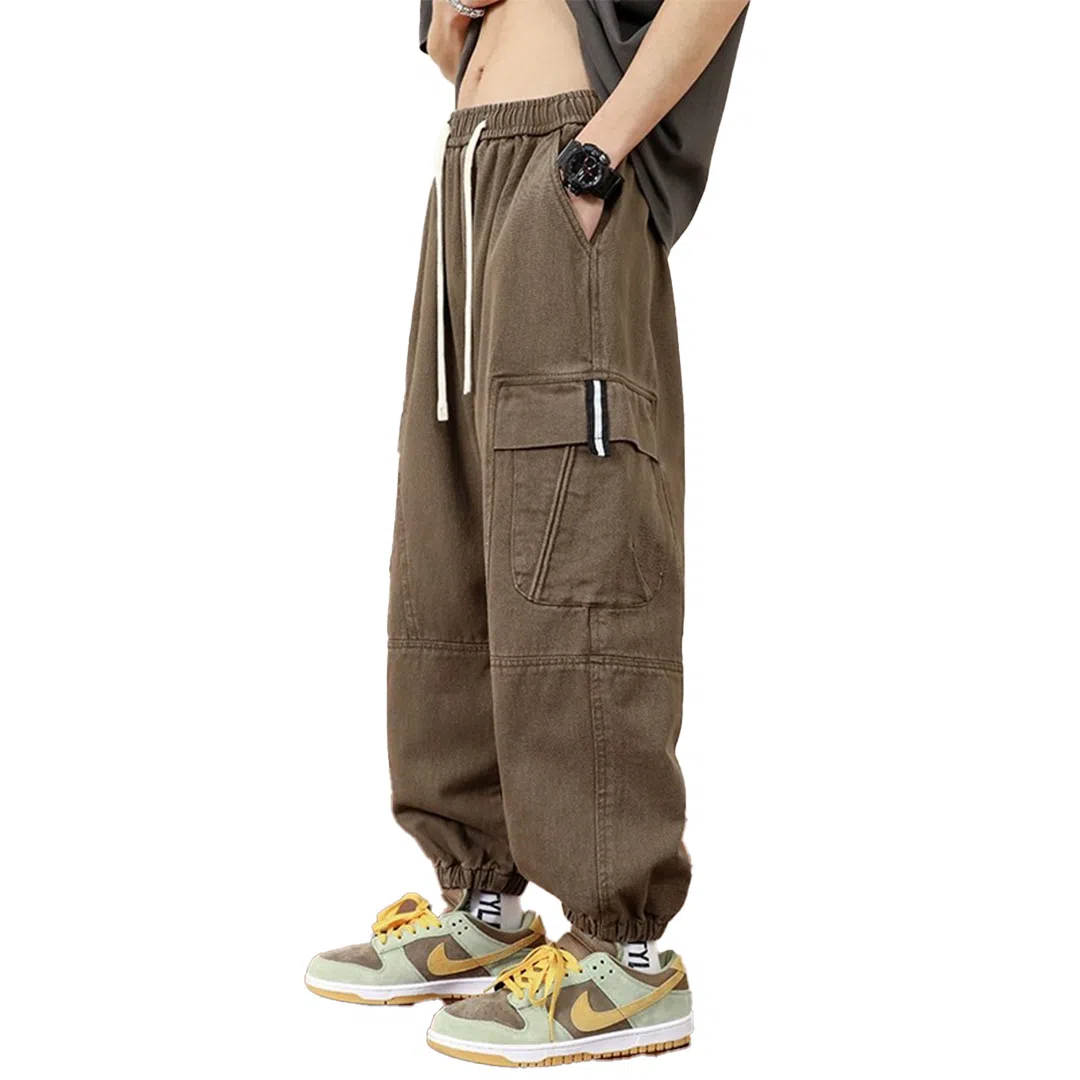 顶峰保罗 纯色运动简约宽松大码舒适通勤日常工装束脚无性别主义透气时尚松紧腰弹力显高显瘦百搭休闲裤 男女同款