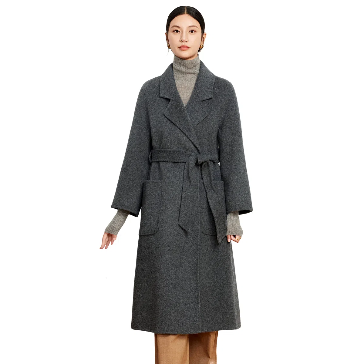 富铤 纯色翻领气质大衣 女款