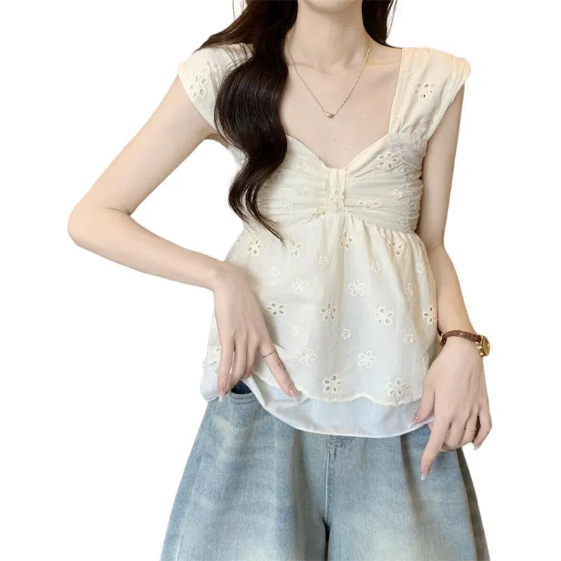 水中花 甜美韩版百搭娃娃上衣吊带 女款