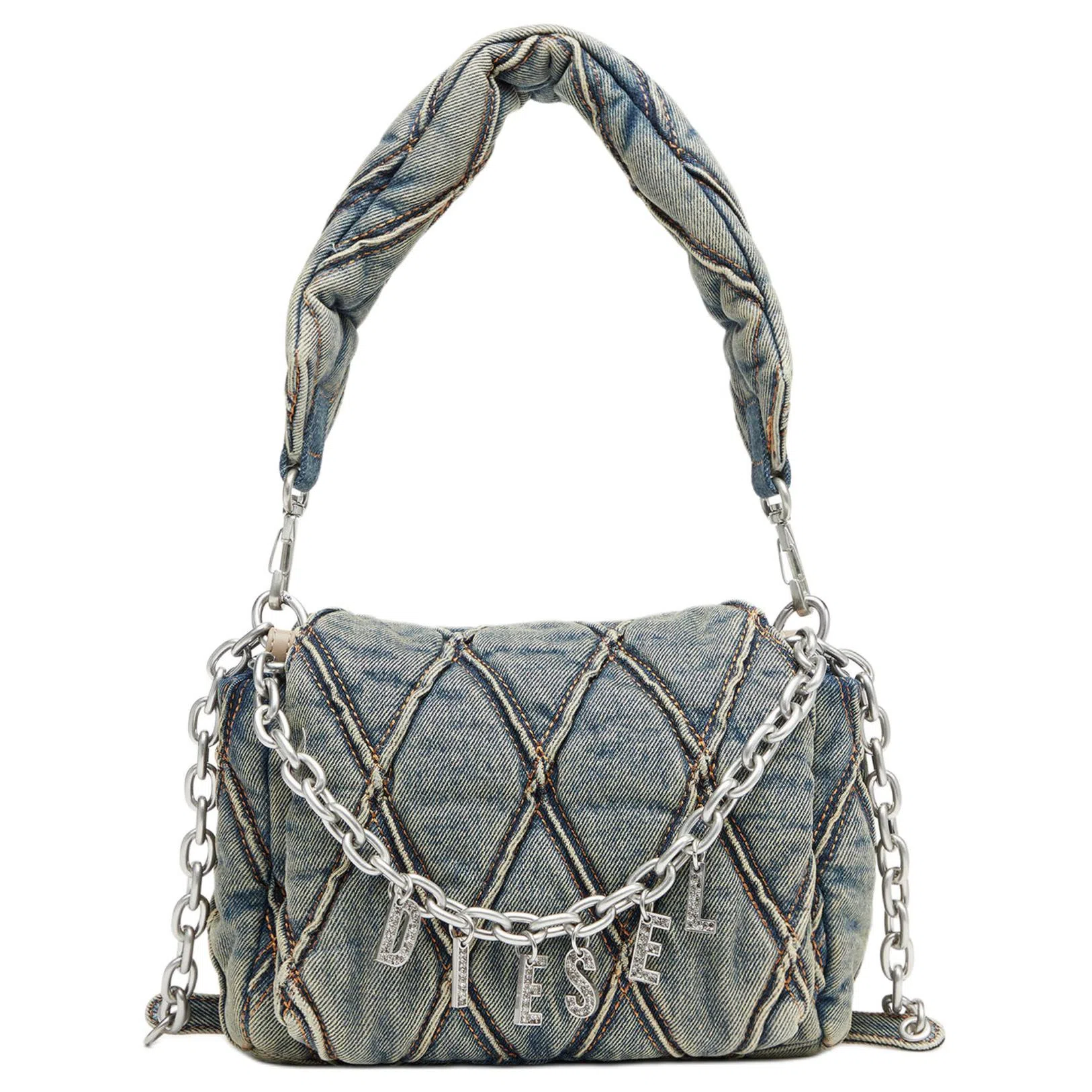 Diesel Quilted Cotton Tote Small Navy