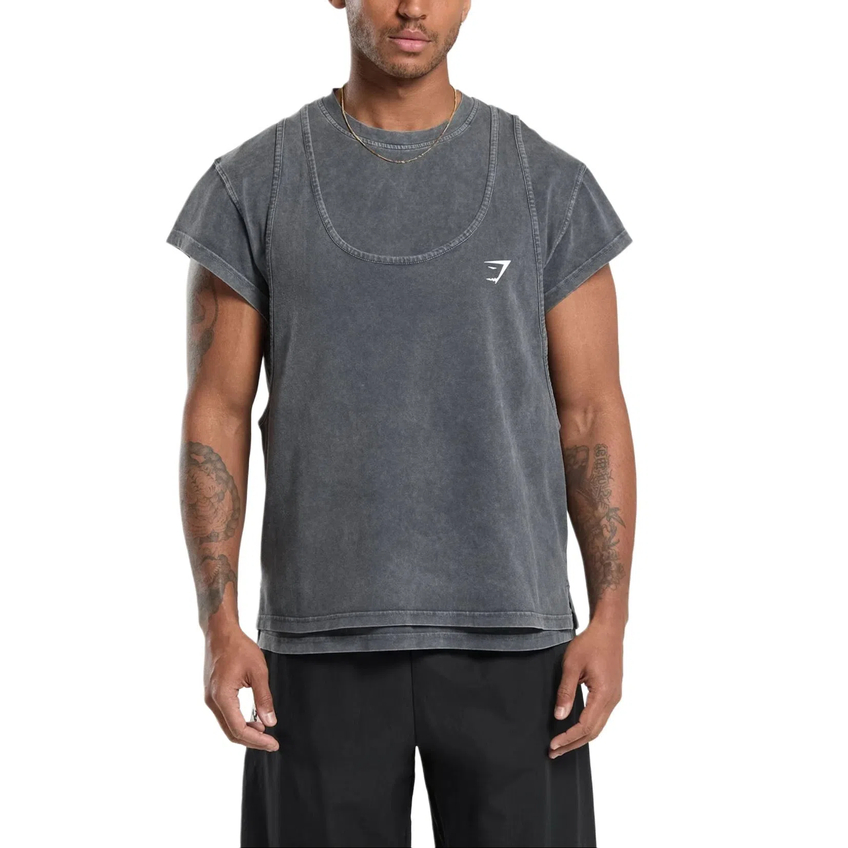 Gymshark Durable Washed Double-Layer Crew Tee Black