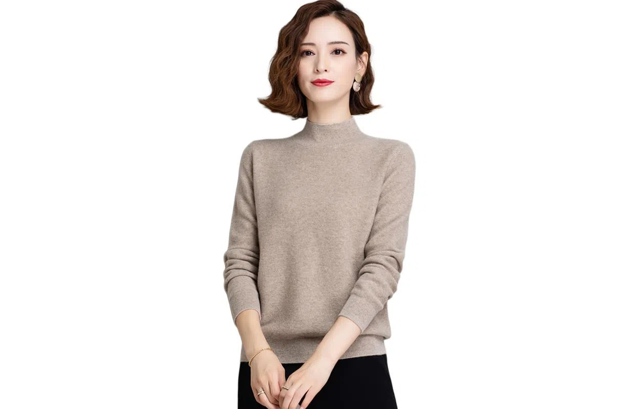 恒源祥 纯色圆领套头长袖羊绒衫 女款