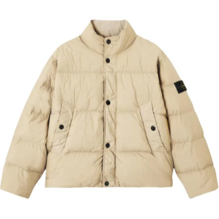 Stone Island Long Sleeve Zipper Pocket Down Jacket Desert