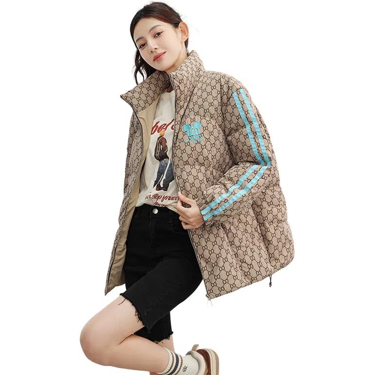 鸭鸭 花色立领合身羽绒服 女款