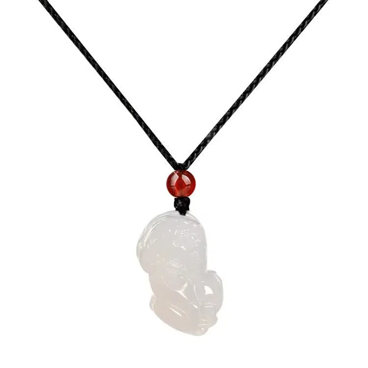 翡翠王朝 招财貔貅转运珠项链 古风旗袍国潮新中式吞金兽貔 玉石 锁骨链 男女同款情侣款 玉髓