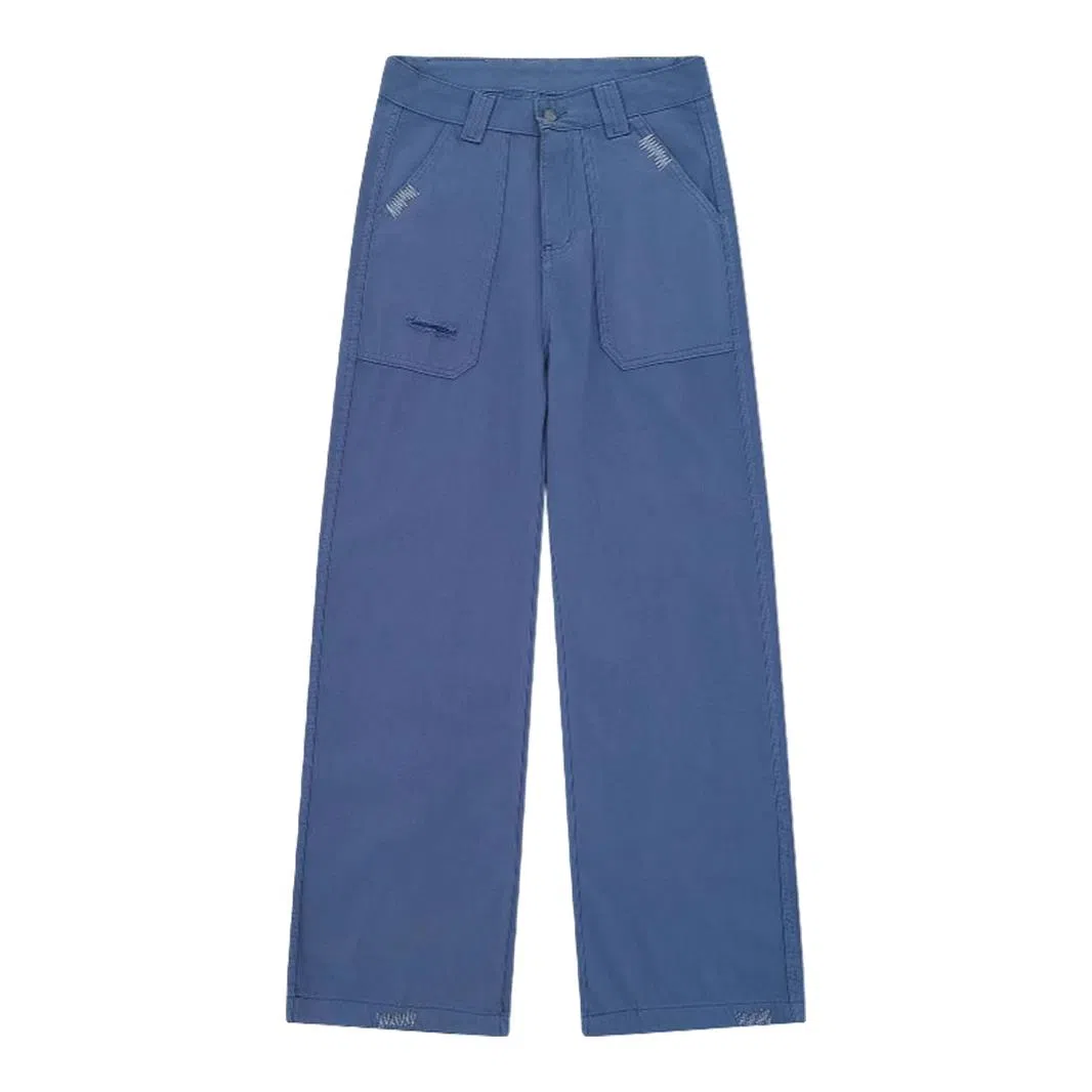 花蔓色 宽松中腰适中直筒牛仔裤 女款