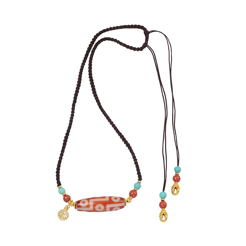 布达拉宫 红肉九眼天珠绿松吊坠七眼转运珠#好运 玛瑙 项链 男女同款情侣款