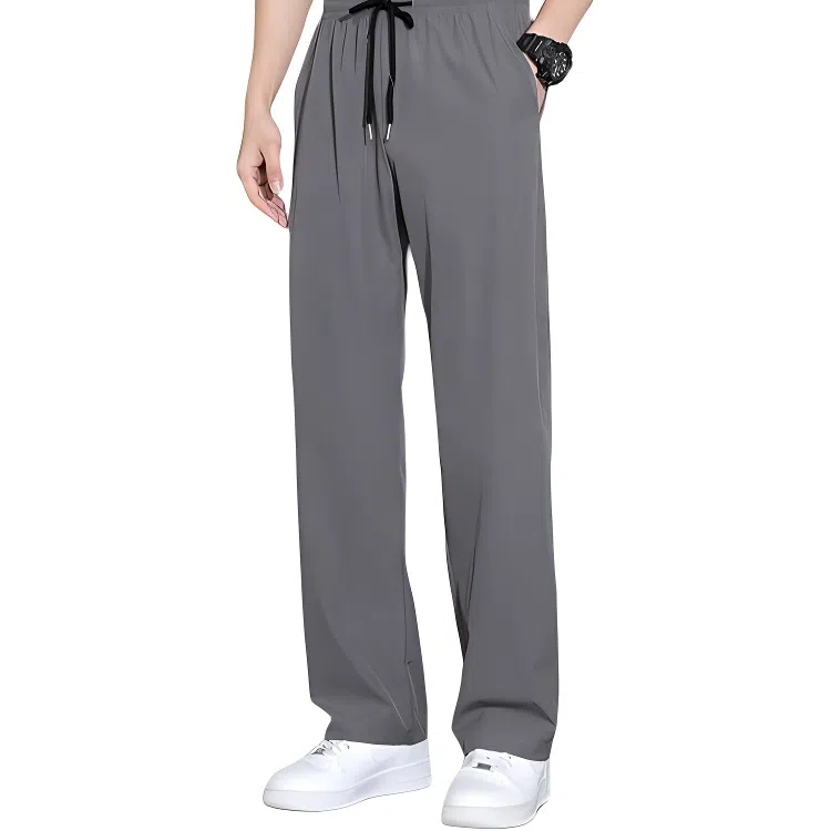 顶峰保罗 冰丝凉感透气宽松直筒长裤无性别主义潮牌薄款垂感阔腿速干运动百搭显瘦休闲裤 男女同款