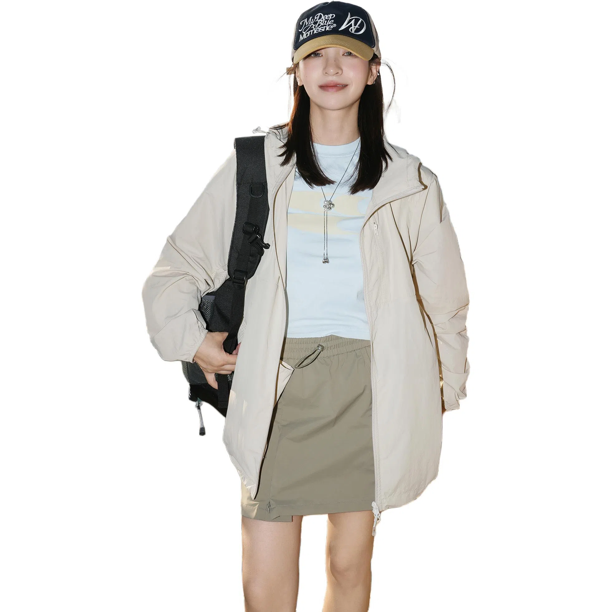 黑恐龙 潮牌夏季百搭休闲宽松舒适柔软亲肤户外运动时尚长袖连帽 透气防晒服 男女同款