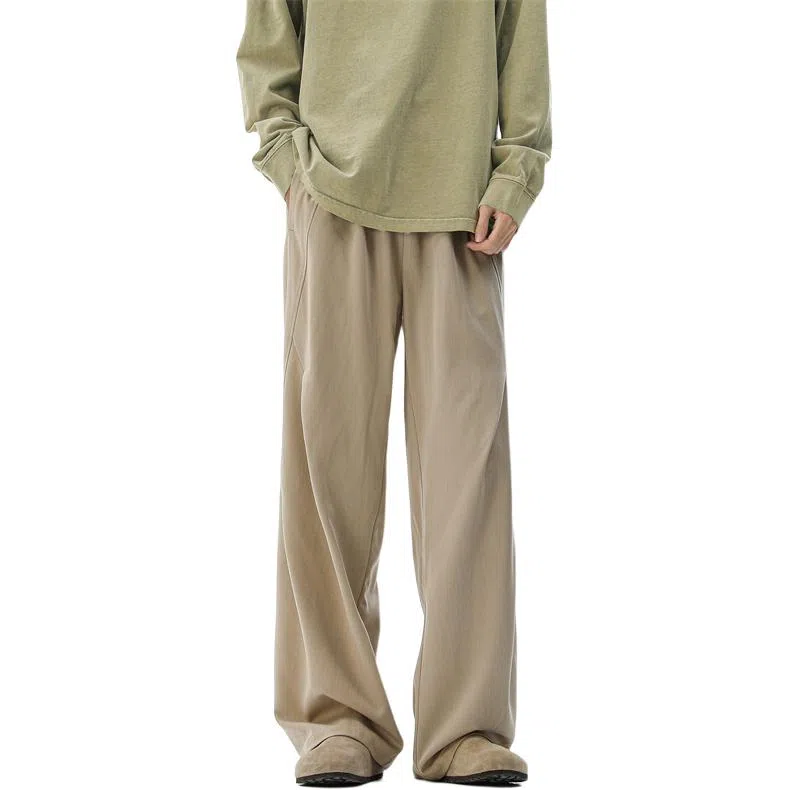 顶峰保罗 凉感透气美式压褶垂感外穿长裤子无性别主义潮流薄款舒适宽松百搭高级感直筒休闲裤 男女同款